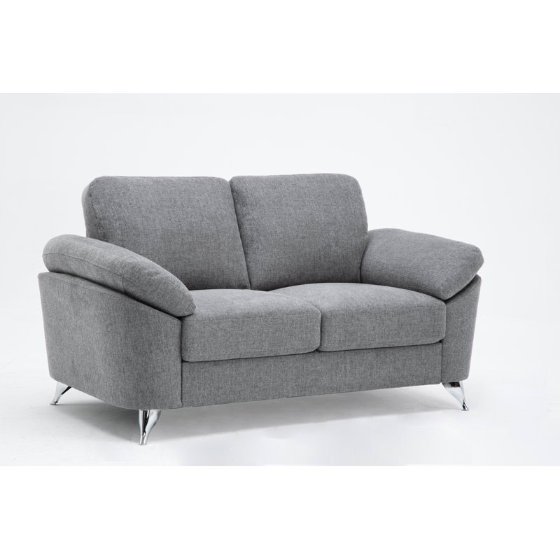 Causeuse de 64 po avec accoudoirs coussinés, Polyester gris foncé