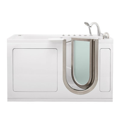 Ella Deluxe 30"x55" Acrylic Air and Hydro Massage and Heated Seat Walk-In Bathtub with Right Inward Swing Door, 5 Piece Fast Fill Faucet, 2" Dual Drain