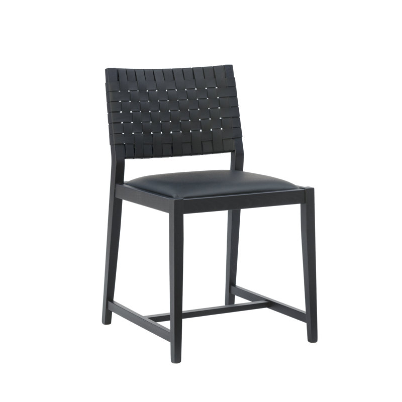 Chaise d'appoint en bois massif Morrow, Noir