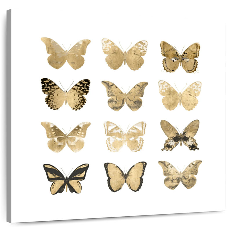 Brampt Butterfly Study In Gold II, 33" H x 33" W