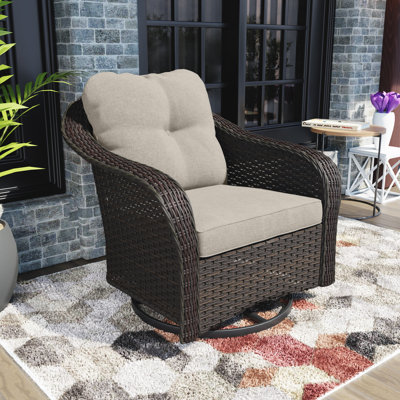 Outdoor Wilguy Rocking Wicker/Rattan Chair with Cushions by Red Barrel Studio