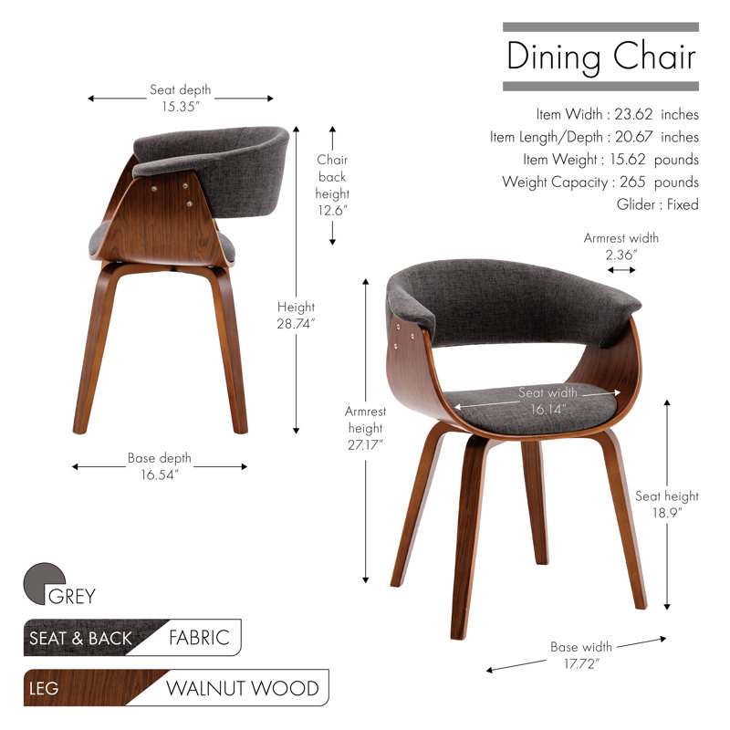 48 cm H Armchair, Grey