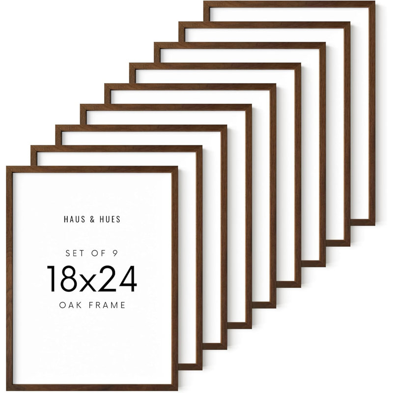 Cadre photo en bois massif - ensemble de 9, Beige, L 11 po x H 14 po