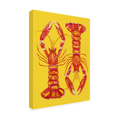Langoustines sur fond jaune sur toile