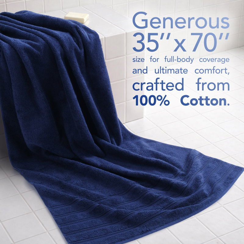 Darcelle 100% Cotton 35x70 Jumbo Large Bath Sheet, Navy Blue
