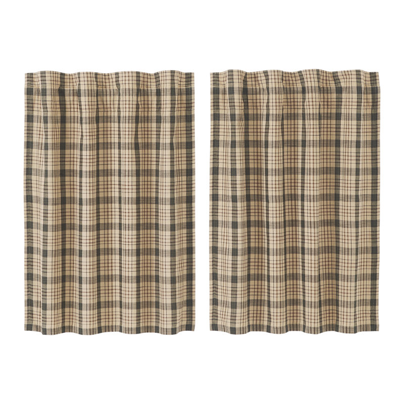 Holms Cotton Plaid Tailored Cafe Curtain, 36" H x 72" W