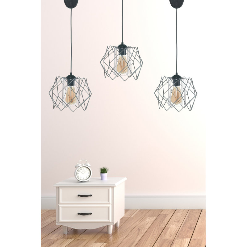 Elegant Black Metal Chandelier, 72.0 in Total Height | Cap Diameter: 9.3 in, Height: 11.0 in | 3 x E27 Max 40W Sockets (Bulbs Not Included) | Stylish Lighting Fixture for Living Room & Dining Areas, IP20 Rated