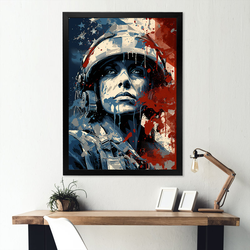 Palette de patriots de soldat militaire - salon d'art mural militaire, Cadre simple noir, H 32 po x l 24 po x P 1 po