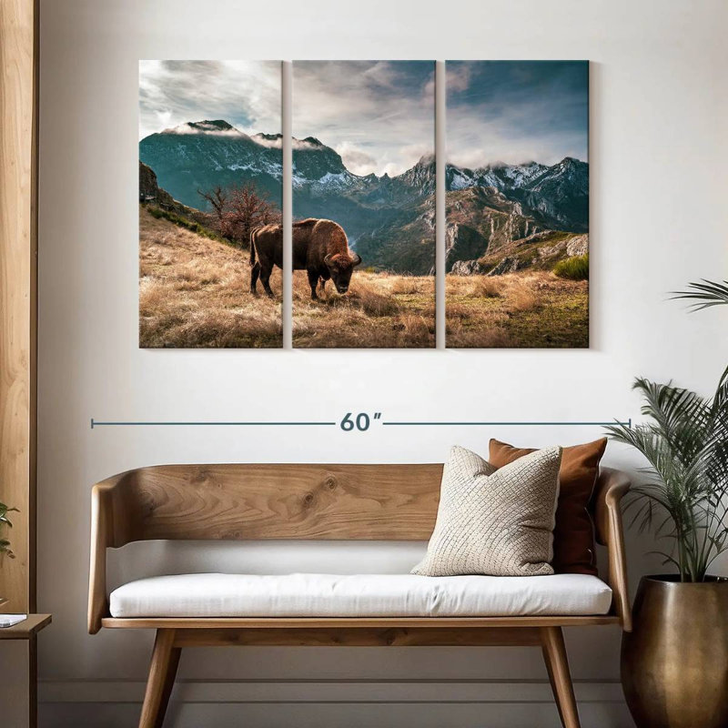 Brampt Bison Mountain Landscape, 32" H x 50" W