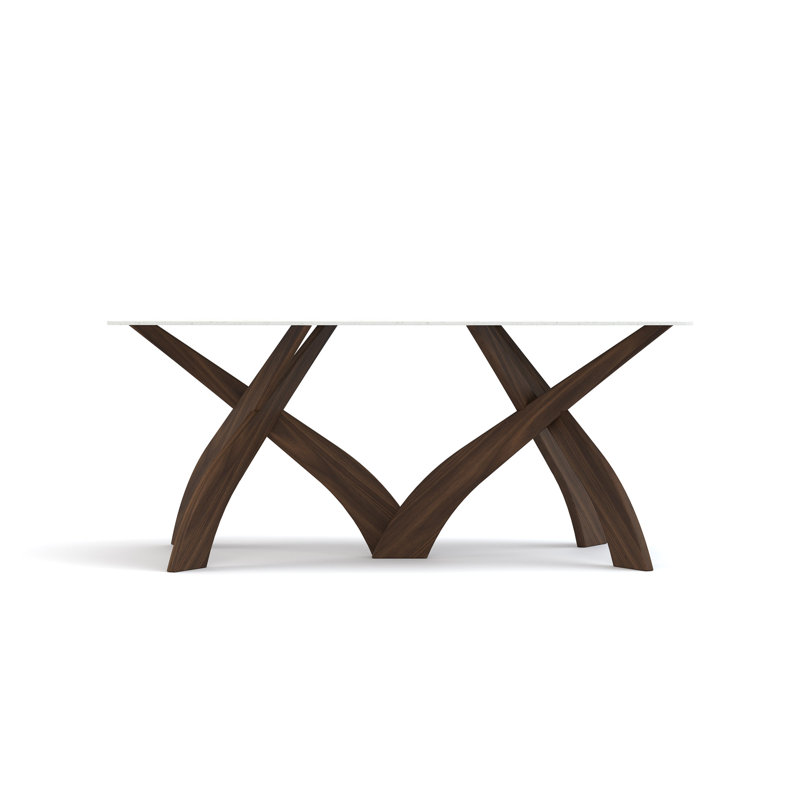 Entwine - Rectangular 48IN x 84IN Macchia Vecchia Stone Top Table - Natural Walnut Finish, 30"H x 72"L x 42"W