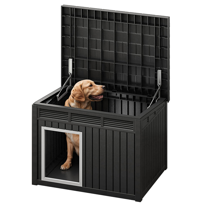 Niche pour chien d'extérieur avec toit incliné Henos Rustic Lodge - résistante aux intempéries et durable