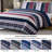 Navy Blue Striped Washed Cotton Quilt Set-591300790