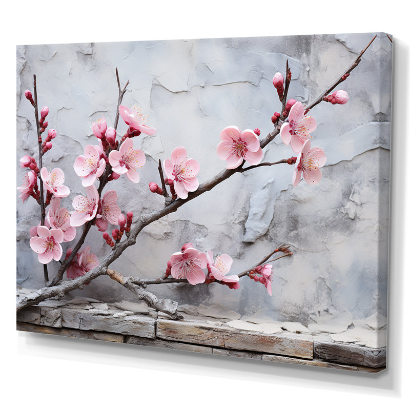 Pink Cherry Blossom End Of Winter Blooms I - Tree Cherry Blossom Wall Art, Wrapped Canvas, 30" H x 40" W x 1.5" D