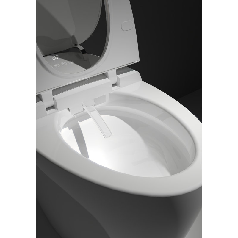 Unique Smart Toilet with Bidet Built In, Intelligent One Piece Toilet For Modern Bathroom, Auto Open/Close Seat, Foot Sensor, LED Display,Night Light, Warm Water & Dryer,Grey