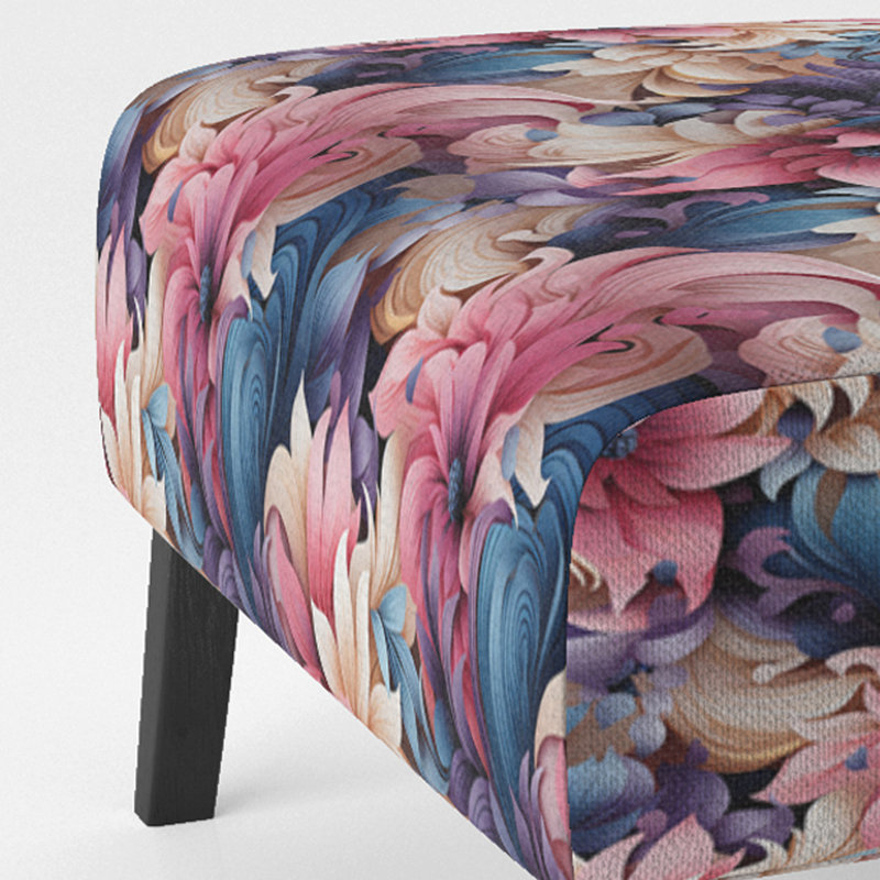 Fauteuil de chambre Boho, rose et bleu