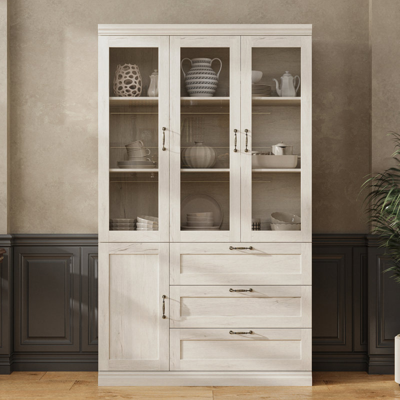 Vaisselier 79 tiroirs H 79,9 "avec portes en verre