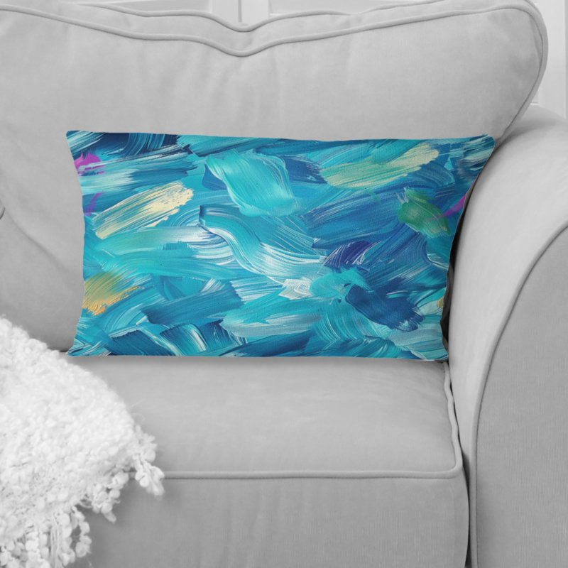 Blue Brush Strokes - Coussin lombaire moderne