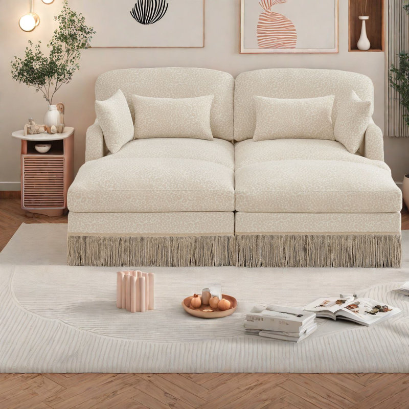 Causeuse profonde modulaire en chenille à assise profonde pour salon