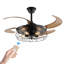 Ventilateur de plafond 48 po avec télécommande noire - ventilateur industriel à 4 pales avec cage et vitesse réglable pour le salon, la chambre à coucher ou le bureau (moteur silencieux / réversible à 6 vitesses / à courant continu) (ampoule non incluse)