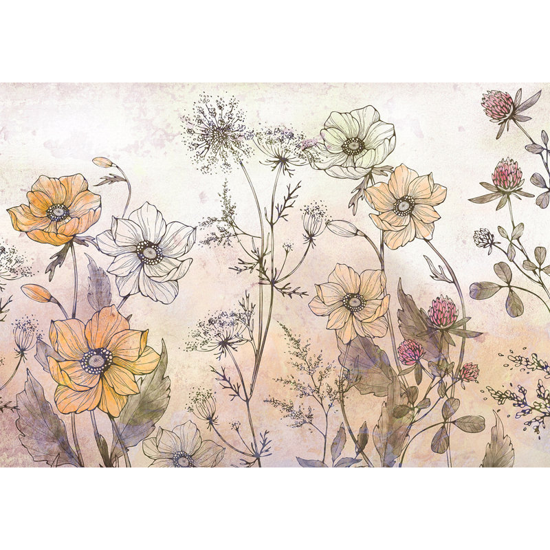 Adhésif mural floral Brete Peel & Stick, Vert, L 110 po x l 154 po