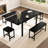 5-Piece Extendable Dining Table Set for 4-8 People, 63 Inch Kitchen Table with 2 Benches & 2 Stools, Space Saving Modern Dining Room Furniture, Easy Assembly Metal Frame - Black