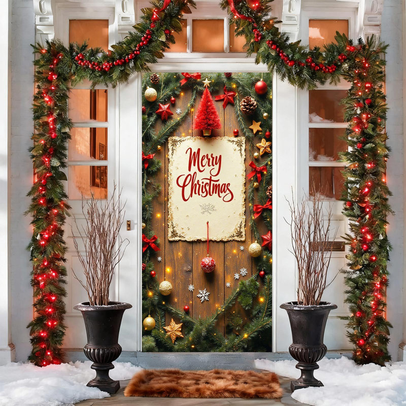 Couvercle de porte de Noël de 35 po x 72 po, Kondieu, C