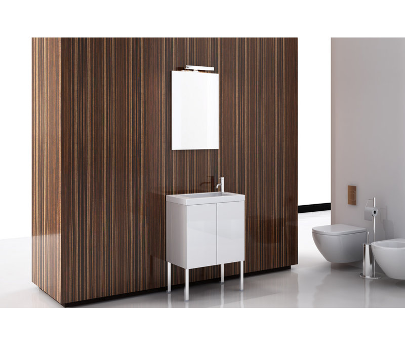 Ensemble de meuble-lavabo simple 24 po avec miroir Happy Day, Chêne gris