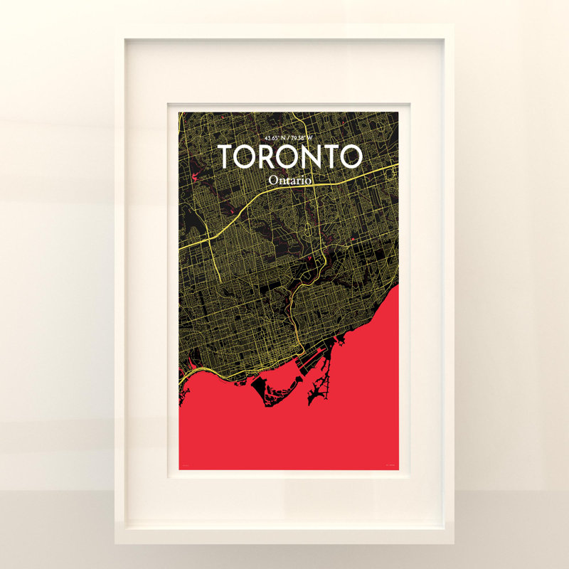 Toronto City Map In Contrast - No Frame Print, 36cm H x 24cm W x 0.05cm D