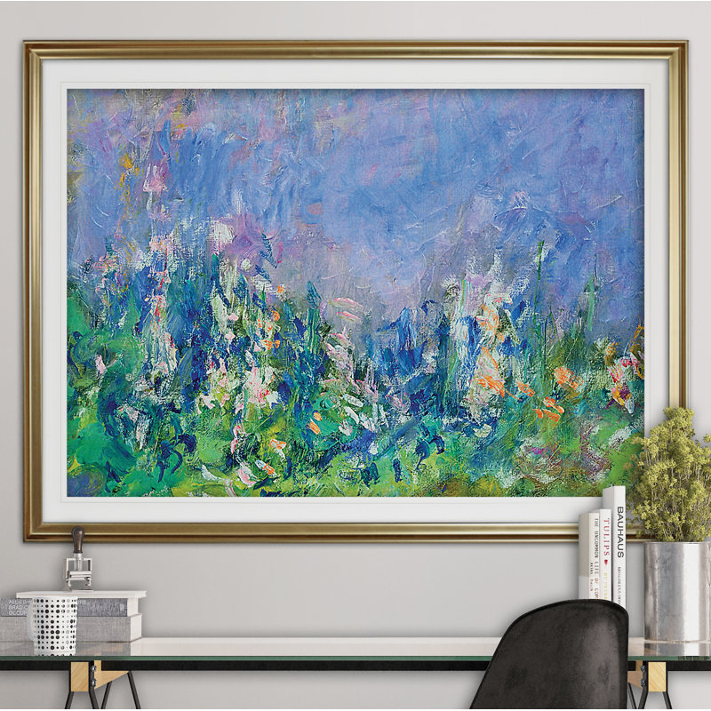 «Lavender Fields Gallery» par Claude Monet, reproduction de peinture acrylique, H 20 po x l 24 po x P 1,5 po, Cadre doré