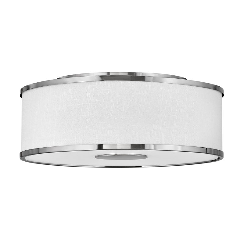 Transitional Brushed Nickel LED Drum Flush Mount Light
