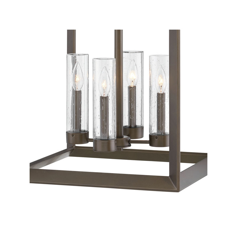 Rhodes 4-Light Outdoor Open Box Chandelier with Clear Seedy Glass Shades