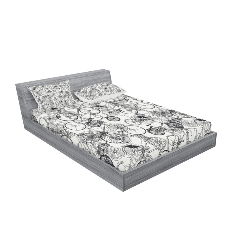 Microfiber Abstract Sheet Set, Queen Sheet Set with Fitted Sheet