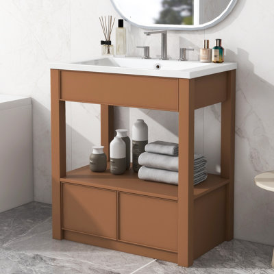 Ensemble de meuble-lavabo simple 30,09 po avec plateau en céramique Quenita