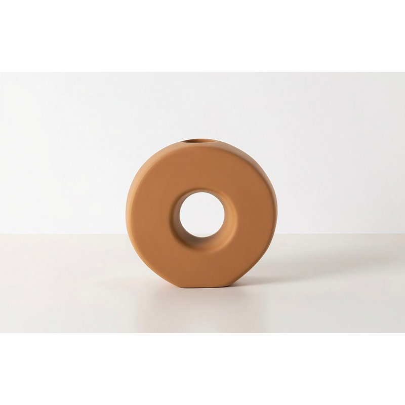 Corporan Ceramic Table Vase, Light Brown, 20cm H x 8cm W x 19cm D