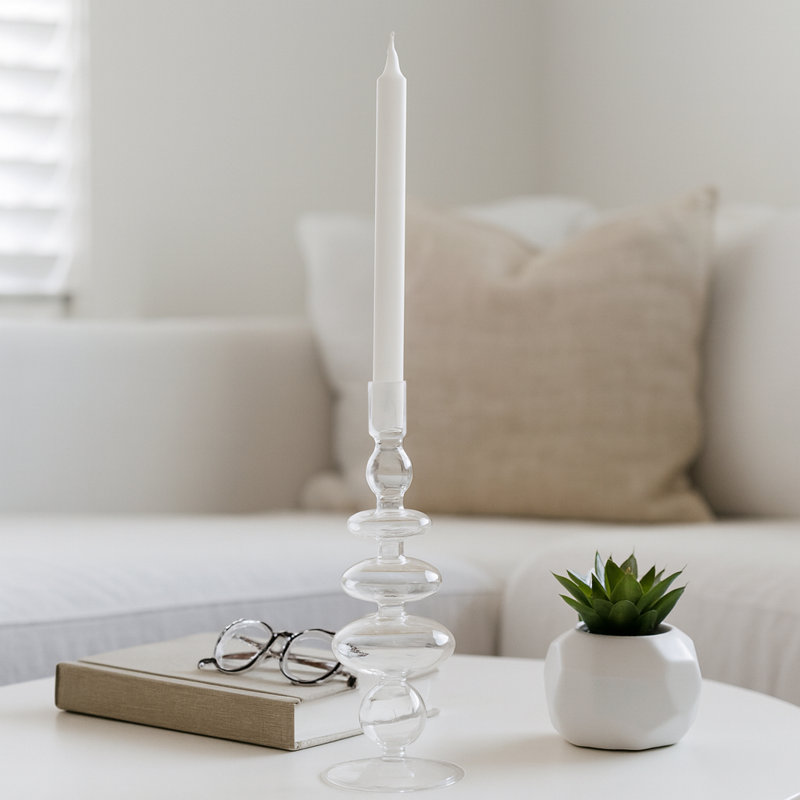 Candlestick Candle Holder, Clear