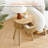 Round End Table with Solid Wood Legs-1350553396