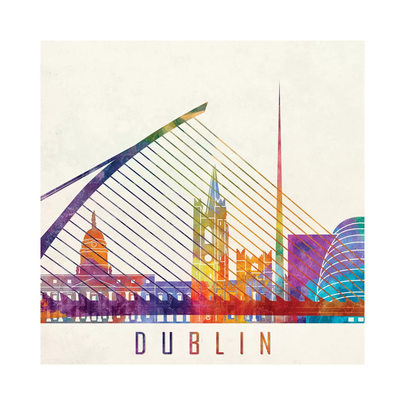 Dublin Landmarks Watercolour by Paul Rommer - Wrapped Canvas Print, 66.04cm H x 66.04cm W x 1.91cm D