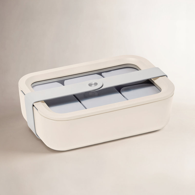 Caraway Contenant alimentaire en verre 6,6 tasses forme rectangulaire avec couvercle, Crème, crème