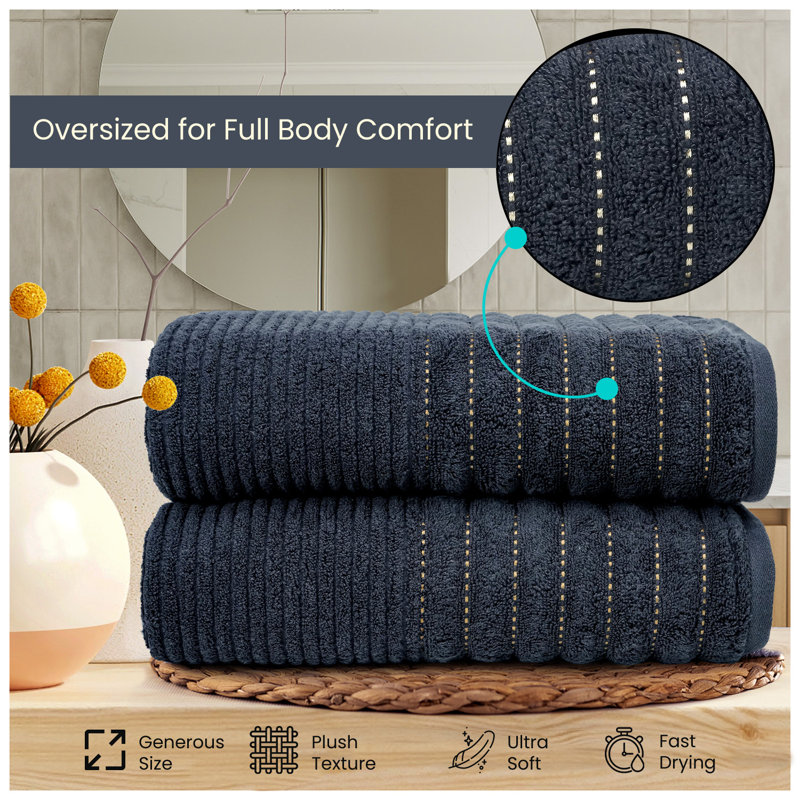 6 Pack Premium Ribbed Cotton Towels, Everyday Comfort Hand, Bath Towels & Sheet, Soft Feel, Quick Dry & Highly Absorbent