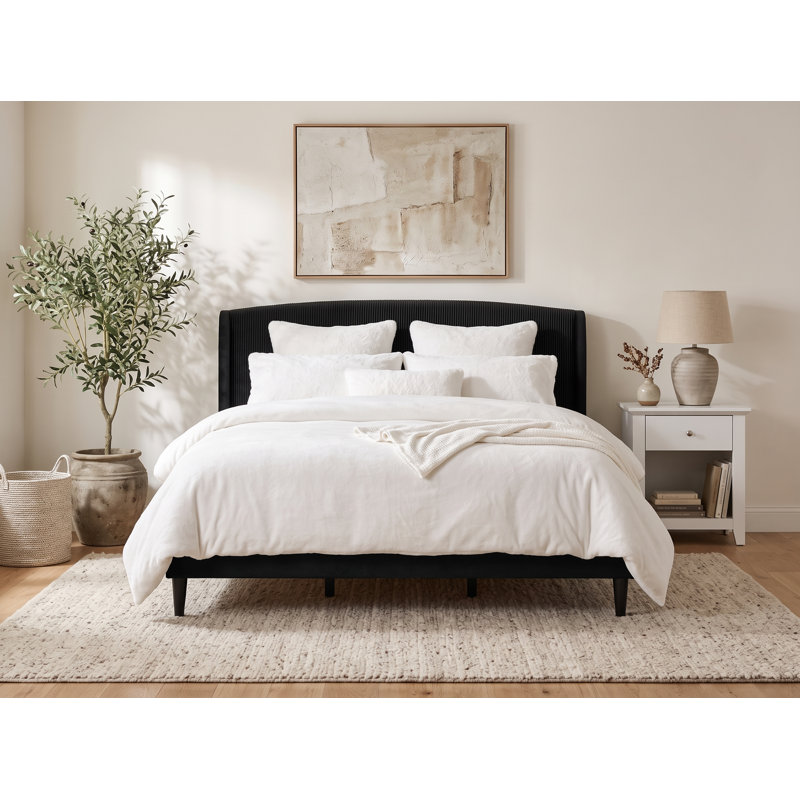 Ensemble de chambre Kizzy 2 pièces, Dark Grey/Knotty Oak, 2 Pcs: Bed, Nightstand, King