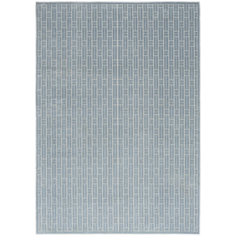 Nourison Washable Charm 5' x 7' Blue Ivory Modern Indoor Rug, Rectangle 5' x 7'