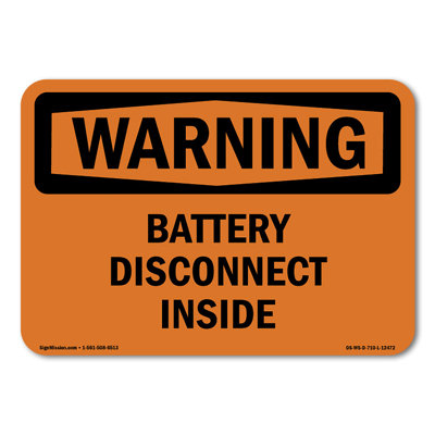 Battery Disconnect Inside Decal 14" X 10"