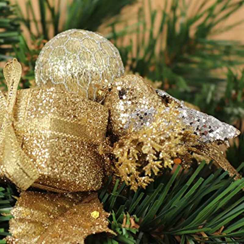Ensemble de 24 décorations de Noël à paillettes dorées 7 pouces (ensemble de 24)
