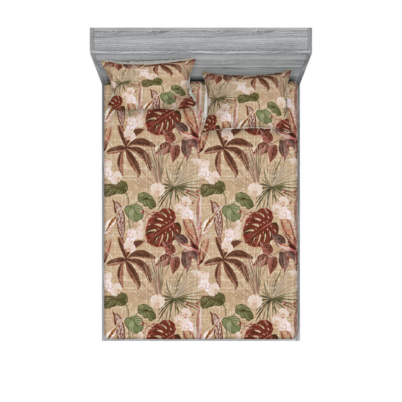Drap-housse et taies décoratives 3 pièces Ambesonne, Ensemble de draps pour très grand lit avec 2 taie