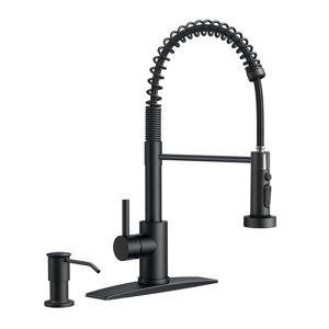 FURUISI Pull Out Single Handle Kitchen Faucet with Soap Dispenser