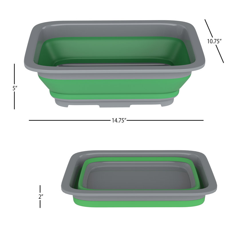 Wakeman Collapsible 7.27L Ice Bucket - Multi-Use Basin, Dish Tub, and Storage Basket, Green