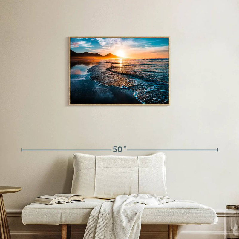 Sunset Bontrager Waves, Floating Frame Natural Wood, 31" X 21"
