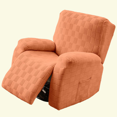 4-Piece Recliner Chair Covers, Elastic Recliner Slipcover With Pocket, Stretchable Bottom And Ties