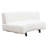 Vesper Curved Armless Sofa In Faux White Shearling W/ Black Wood Leg Base