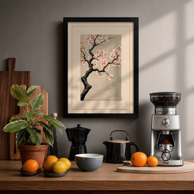 Blossoming Ancient Tree Japandi - Framed Print